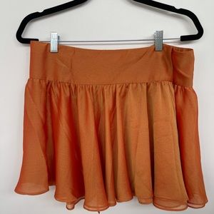 Just Cavalli orange shimmer flowy wrap mini skirt